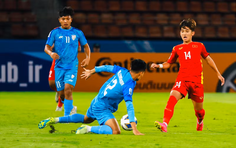 U17 Việt Nam hòa đáng tiếc trước U17 Ấn Độ. (Ảnh: VFF)