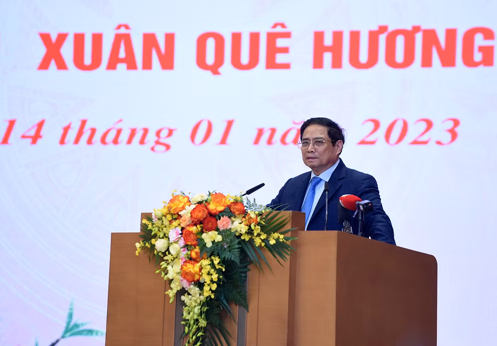 Thủ tướng Phạm Minh Chính phát biểu tại buổi gặp mặt kiều bào tiêu biểu tham dự chương trình Xuân Quê hương 2023.
