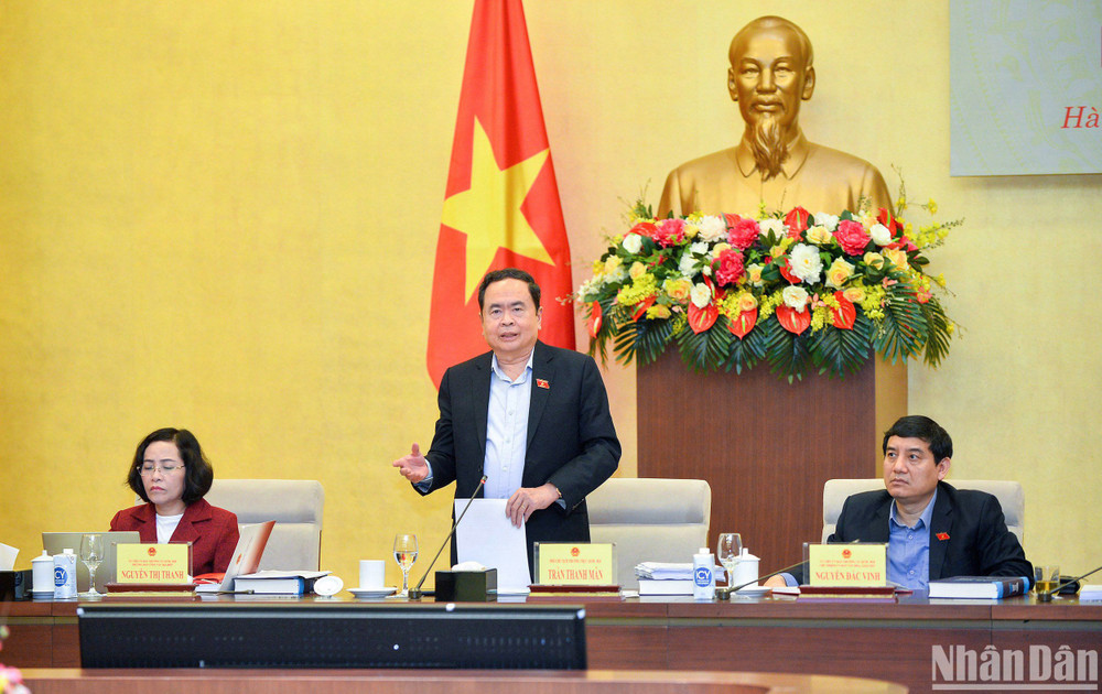Phó Chủ tịch Thường trực Quốc hội Trần Thanh Mẫn phát biểu ý kiến. 