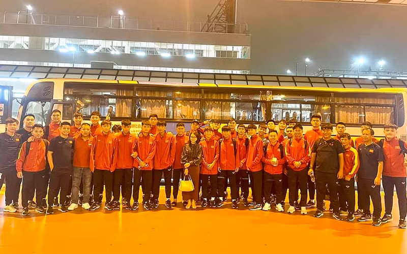 Các thành viên đội tuyển U17 Việt Nam đã có mặt tại thành phố Hamamatsu (Nhật Bản). (Ảnh: VFF)