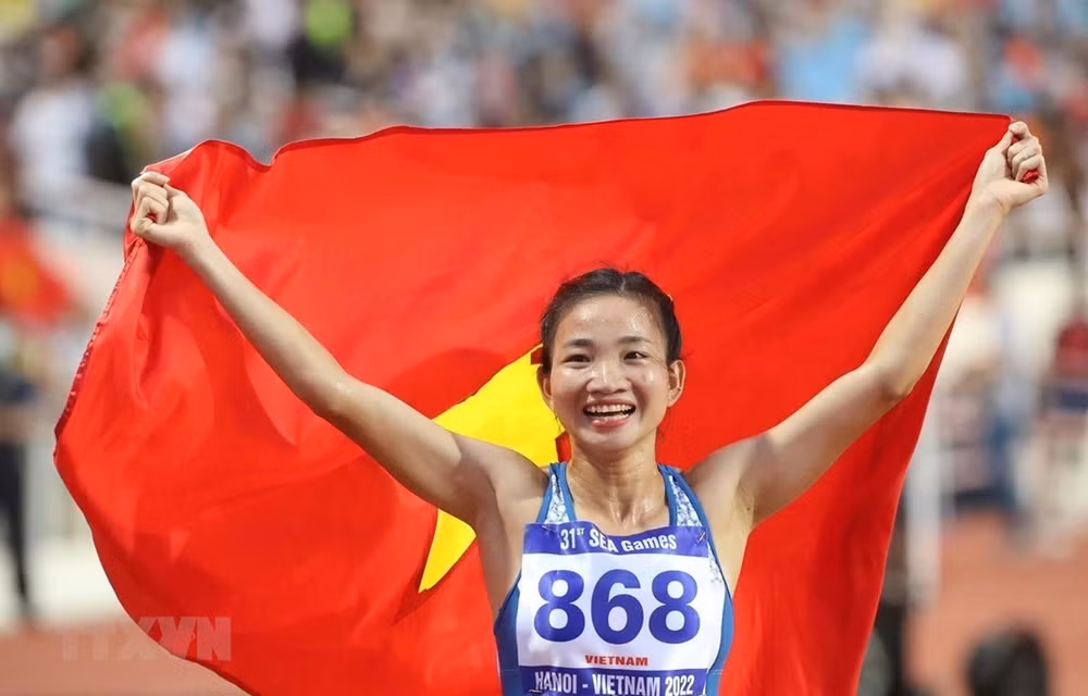 Nguyễn Thị Oanh được ví như "cô gái vàng" của điền kinh Việt Nam ở thời điểm hiện tại. (Ảnh: TTXVN)