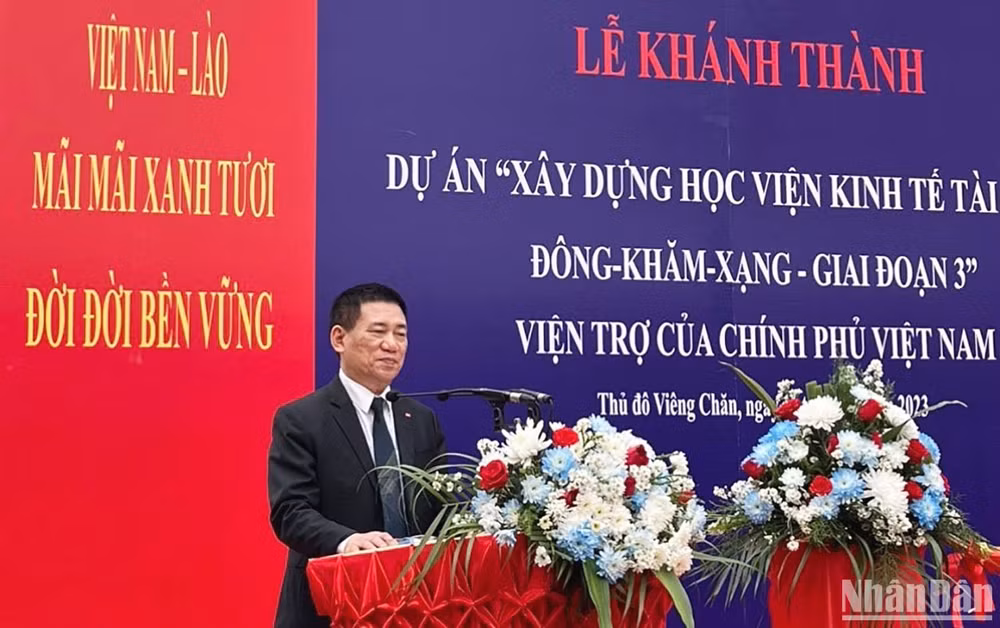 Bộ trưởng Hồ Đức Phớc phát biểu tại buổi lễ. (Ảnh: HẢI TIẾN)