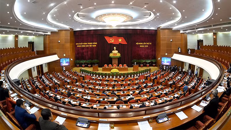 Hội nghị lần thứ tư Ban Chấp hành Trung ương Đảng khóa XIII (Ảnh: Đăng Khoa). 