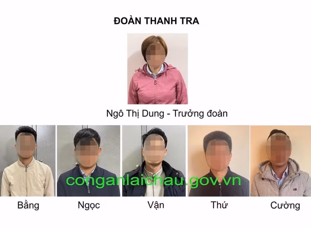 6 đối tượng thuộc đoàn thanh tra. (Ảnh: Công an Lai Châu)