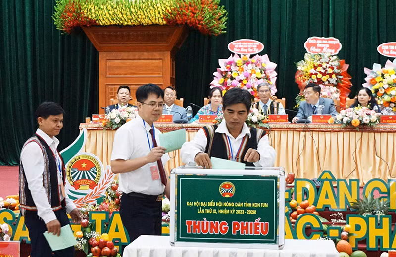 Các đại biểu bỏ phiếu bầu Ban Chấp hành khóa IX, nhiệm kỳ 2023-2028