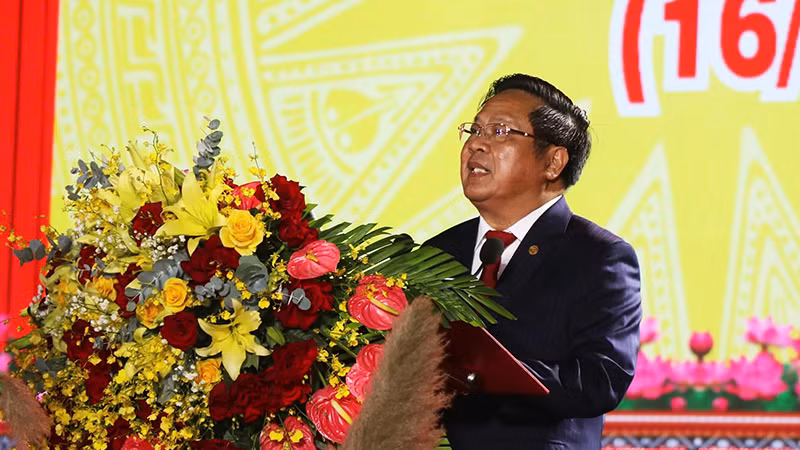 Đồng chí Lê Ngọc Tuấn phát biểu tại buổi lễ.