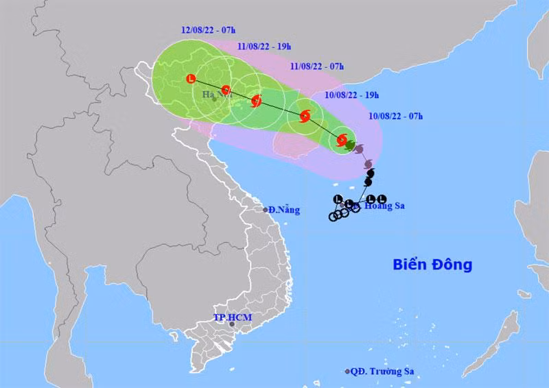 Vị trí và hướng di chuyển của bão số 2. (Nguồn: nchmf.gov.vn)