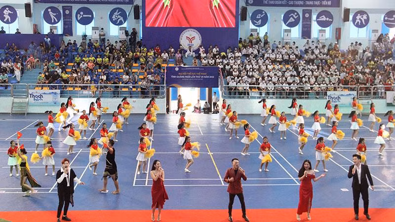 Quang cảnh Lễ khai mạc Đại hội thể dục thể thao tỉnh Quảng Ngãi lần thứ 7 năm 2022.