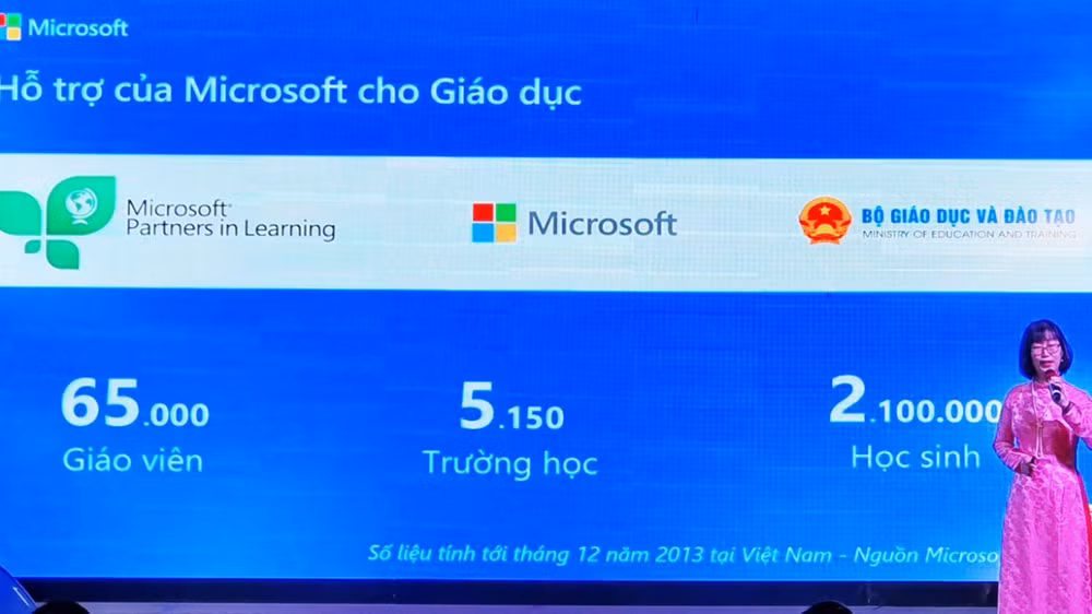 Bà Nguyễn Hồng Minh, Quản lý chương trình Giáo dục Microsoft Việt Nam, báo cáo chủ đề “Microsoft với Đổi mới sáng tạo Giáo dục Việt Nam”.