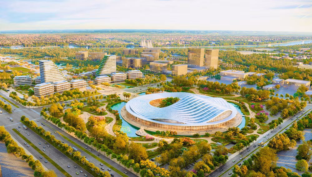 Công trình khi hoàn thành sẽ góp phần hoàn thiện đồng bộ cảnh quan kiến trúc khu vực đô thị mới bắc sông Cấm theo hướng đồng bộ và hiện đại, mang tầm cỡ quốc tế.