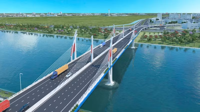 Phối cảnh cầu Hải Thành vượt sông Lạch Tray sẽ được xây dựng.