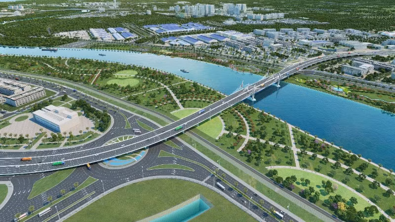 Phối cảnh tuyến đường vành đai 2 vừa được khởi công xây dựng.