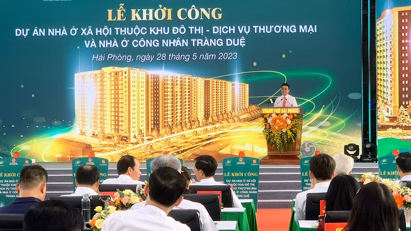 Chủ tịch Công ty cổ phần khu công nghiệp Sài Gòn-Hải Phòng Đặng Thành Tâm cam kết thực hiện đúng tiến độ và chất lượng dự án.