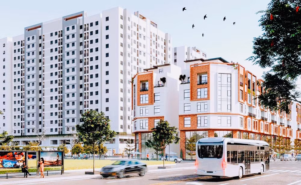 Phối cảnh khu nhà ở xã hội tại Tổng kho 3 Lạc Viên.