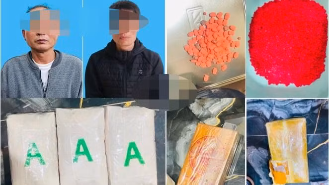 Các đối tượng cùng tang vật ma túy bị Công an Hải Phòng bắt giữ.