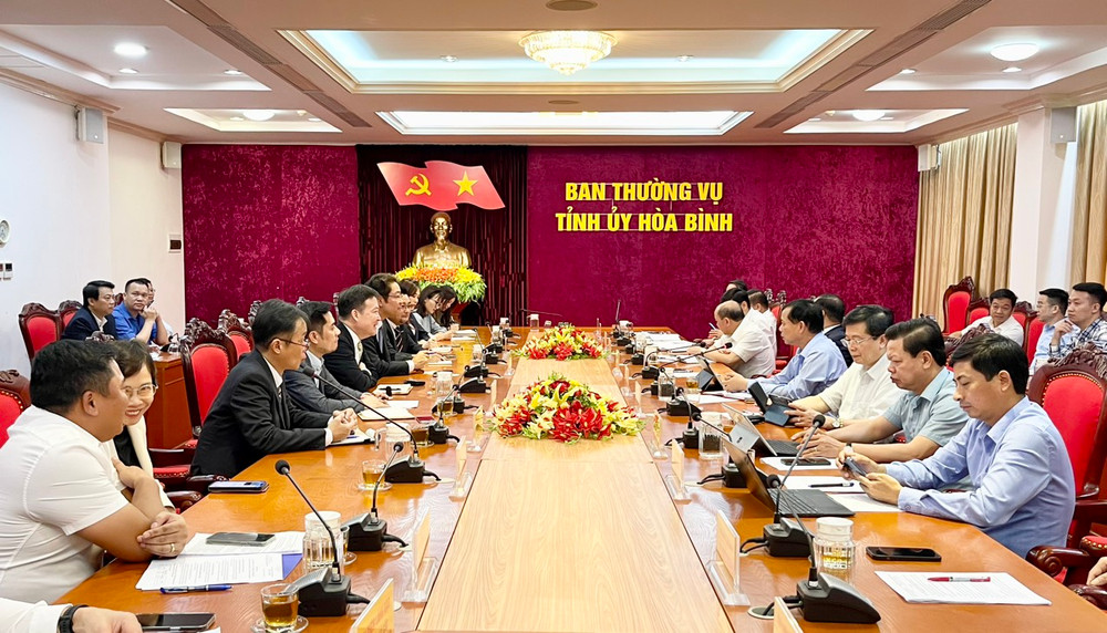 Tập đoàn Meiko (trái) làm việc với Lãnh đạo tỉnh Hòa Bình.