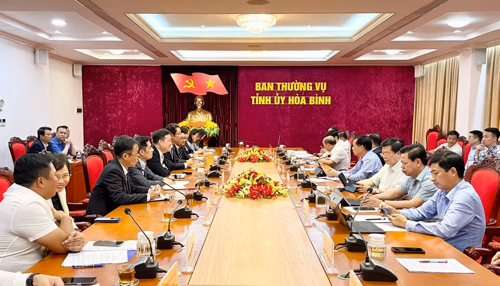 Tập đoàn Meiko (trái) làm việc với Lãnh đạo tỉnh Hòa Bình.