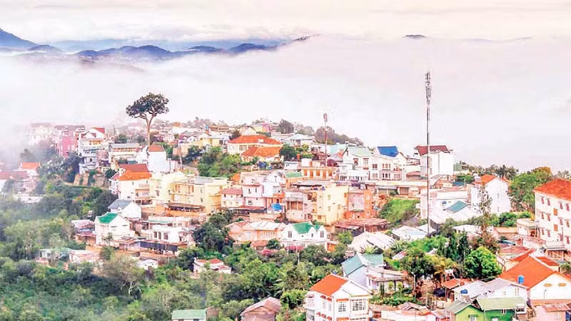 Một góc trung tâm xã nông thôn mới Xuân Trường, thành phố Đà Lạt.