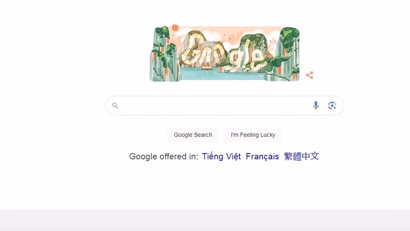 Hình ảnh Vịnh Hạ Long trên trang chủ Google.