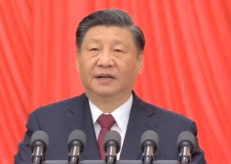 Tổng Bí thư, Chủ tịch Trung Quốc Tập Cận Bình tại phiên bế mạc. (Ảnh cắt từ clip của CCTV)