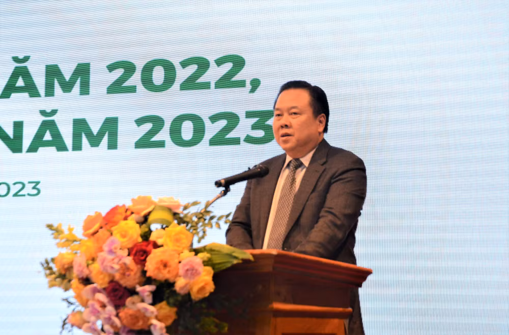 Chủ tịch Ủy ban Quản lý vốn Nhà nước tại doanh nghiệp Nguyễn Hoàng Anh phát biểu tại Hội nghị.