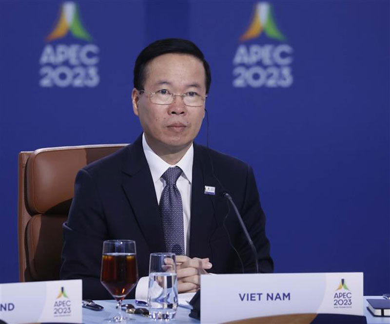 Chủ tịch nước Võ Văn Thưởng tại buổi làm việc. (Ảnh: TTXVN)