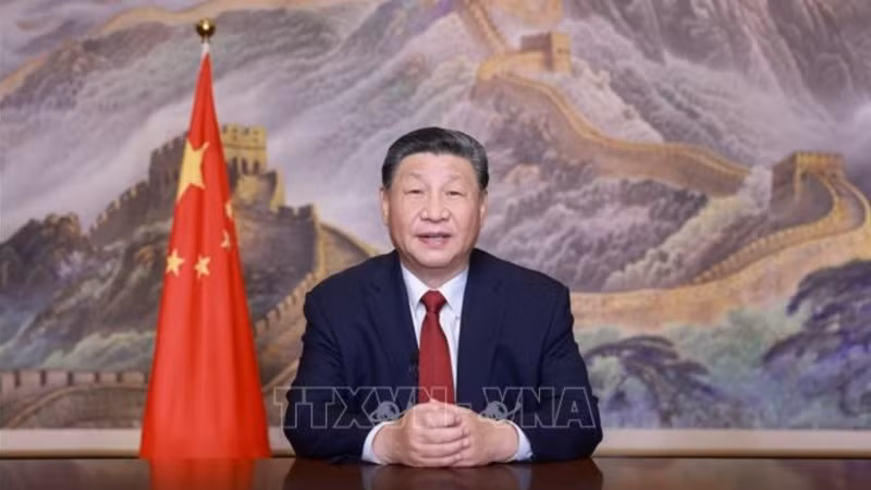 Tổng Bí thư, Chủ tịch Trung Quốc Tập Cận Bình gửi lời chúc mừng năm mới 2025 tới người dân nước này. (Ảnh: TTXVN)