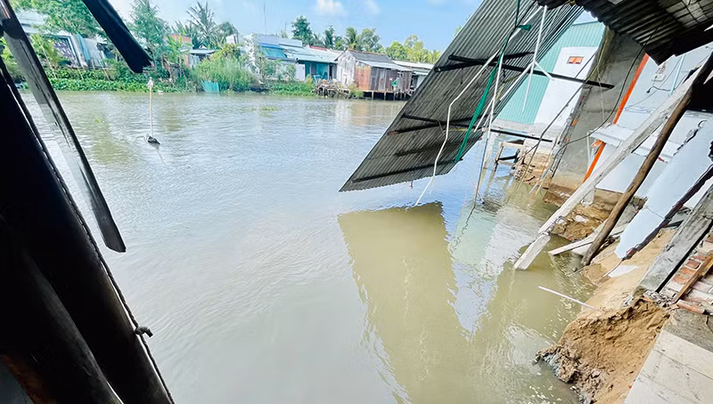 Hiện trường vụ sạt lở ở xã Tân Long, huyện Phụng Hiệp (Hậu Giang)