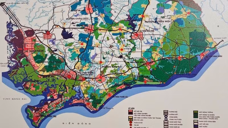 Bản đồ hành chính tỉnh Bà Rịa-Vũng Tàu.