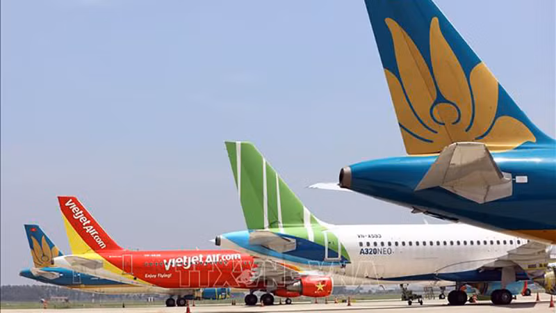 Máy bay của các hãng hàng không tại sân bay Nội Bài. (Ảnh: TTXVN)