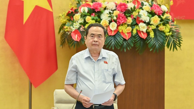Bí thư Đảng ủy, Chủ tịch Quốc hội Trần Thanh Mẫn phát biểu khai mạc phiên họp. (Ảnh: DUY LINH)