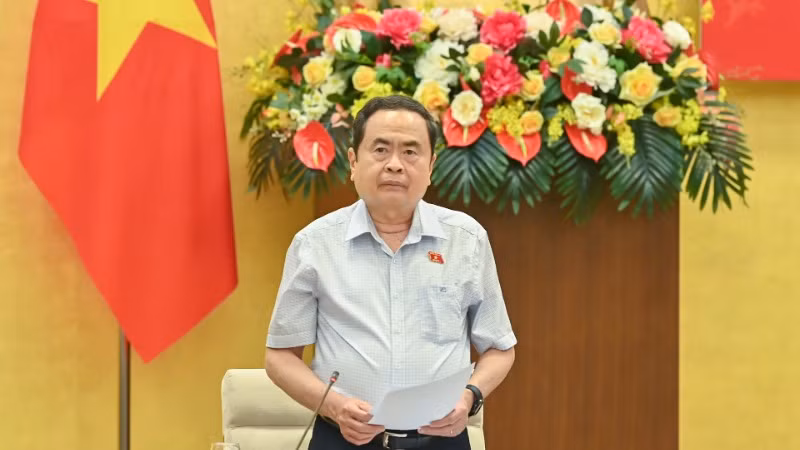 Bí thư Đảng ủy, Chủ tịch Quốc hội Trần Thanh Mẫn phát biểu khai mạc phiên họp. (Ảnh: DUY LINH)