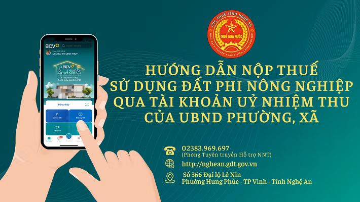 Hướng dẫn nộp thuế sử dụng đất phi nông nghiệp qua tài khoản ủy nhiệm chi của UBND phường, xã bằng điện thoại thông minh.