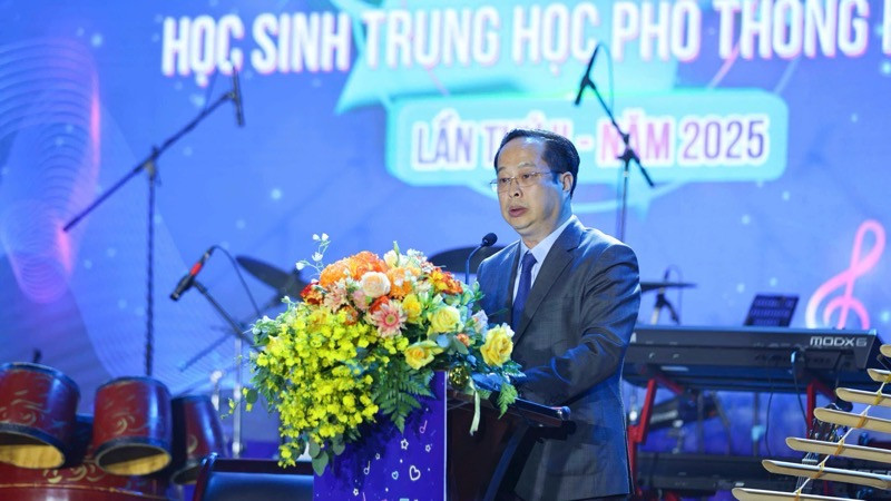 Giám đốc Sở Giáo dục và Đào tạo Hà Nội Trần Thế Cương phát biểu khai mạc. (THANH TÙNG) Giám đốc Sở Giáo dục và Đào tạo Hà Nội Trần Thế Cương phát biểu khai mạc. (THANH TÙNG)