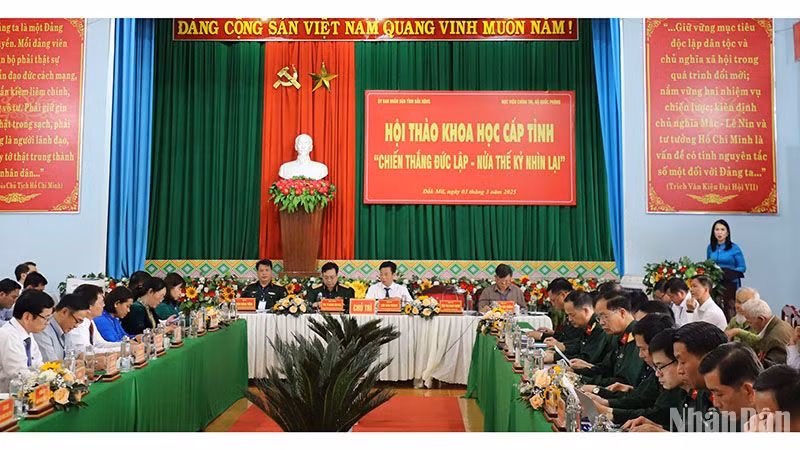 Quang cảnh Hội thảo khoa học “Chiến thắng Đức Lập - Nửa thế kỷ nhìn lại” được tổ chức tại huyện Đắk Mil, tỉnh Đắk Nông.