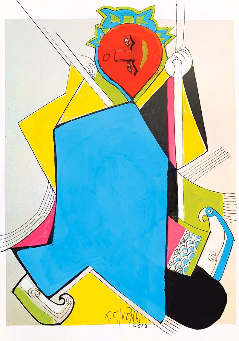 Minh họa Thành Chương - truyện Anh chàng hiệp sĩ gỗ trong cuốn Người kép già.