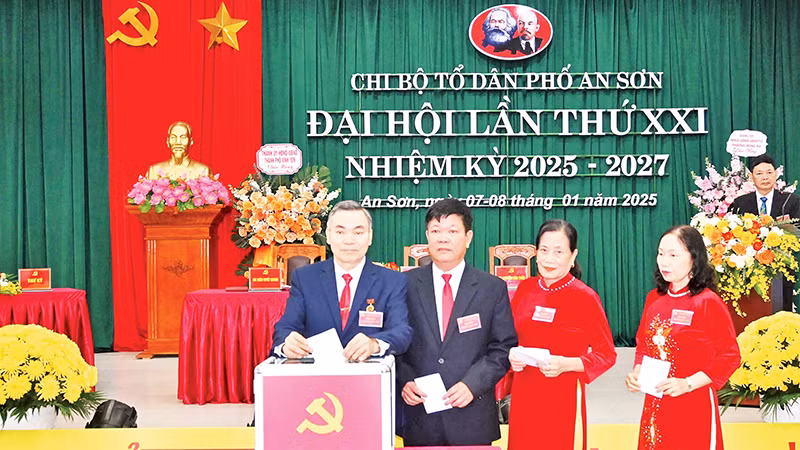 Bầu chi ủy Chi bộ tổ dân phố An Sơn, phường Đống Đa, thành phố Vĩnh Yên.