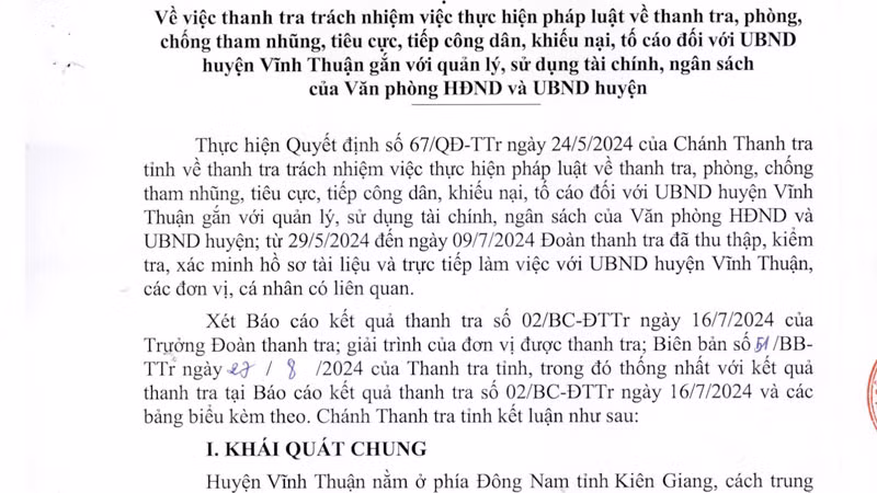 Kết luận thanh tra.