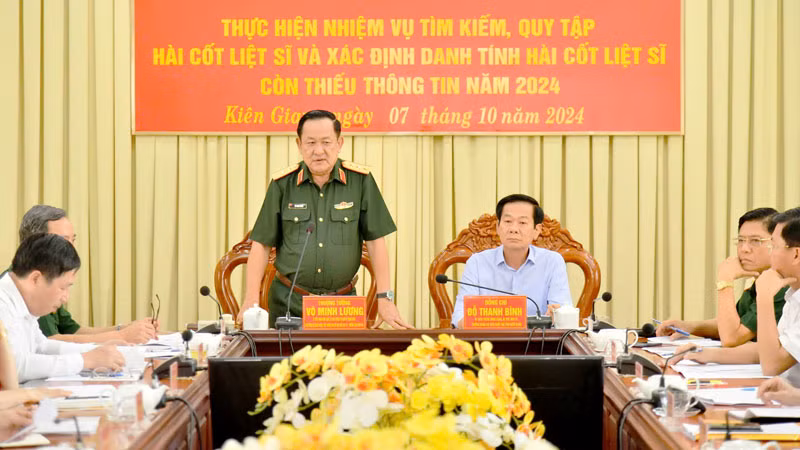 Thượng tướng Võ Minh Lương phát biểu tại buổi kiểm tra.