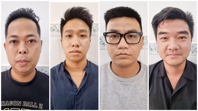 4 bị can Thái, Tài, Chương và Phúc (từ trái qua) bị bắt tạm giam. 