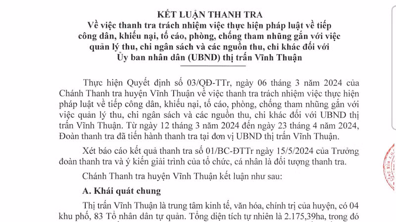 Kết luận thanh tra.