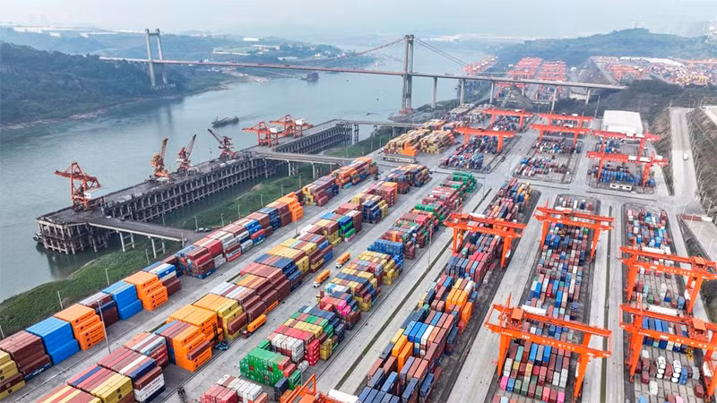 Cảng Quả Nguyên ở khu mới Lưỡng Giang, thành phố Trùng Khánh, Trung Quốc. (Ảnh: Tân Hoa xã)