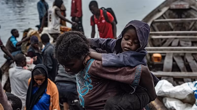 Người tị nạn tại tỉnh Bắc Kivu, Cộng hòa Dân chủ Congo ngày 23/1. (Ảnh: THX/TTXVN)