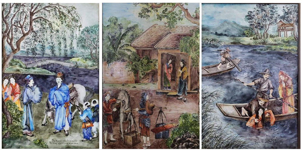 bức trong bộ tranh pháp lam Kiều 20 bức. Tranh Kiều Pháp lam độc bản -0