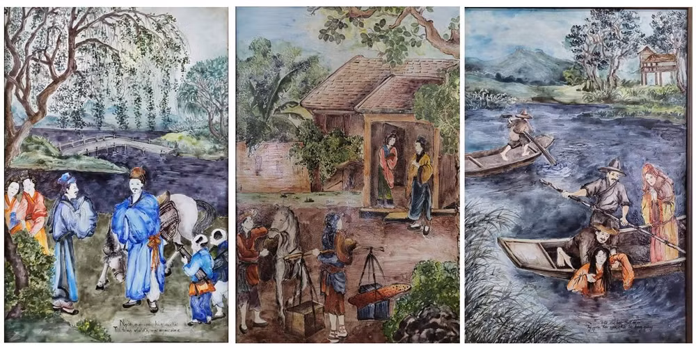 Tranh Kiều Pháp lam độc bản -0