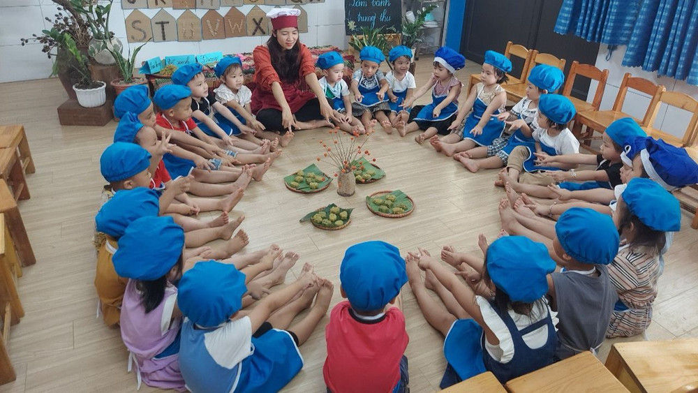Hoạt động giáo dục của cô trò Trường mầm non Âu Cơ 1, huyện Việt Yên (Bắc Giang). (Ảnh: Đặng Giang)