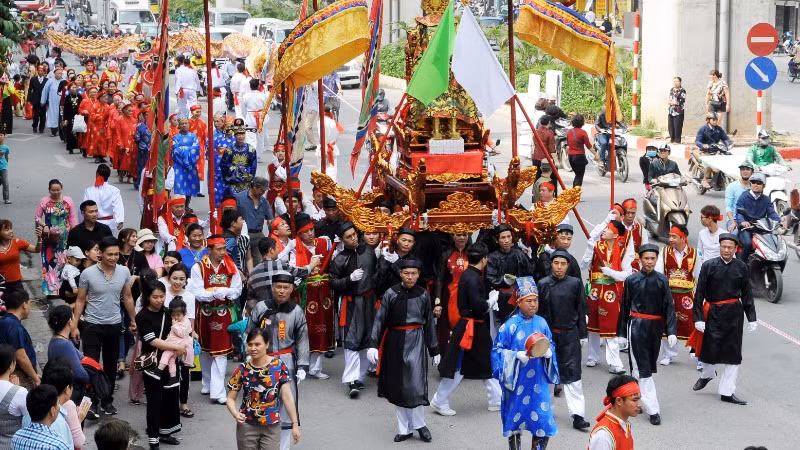 Lễ hội truyền thống làng Cầu Đơ, phường Hà Cầu, quận Hà Đông. (Ảnh KHÁNH AN)