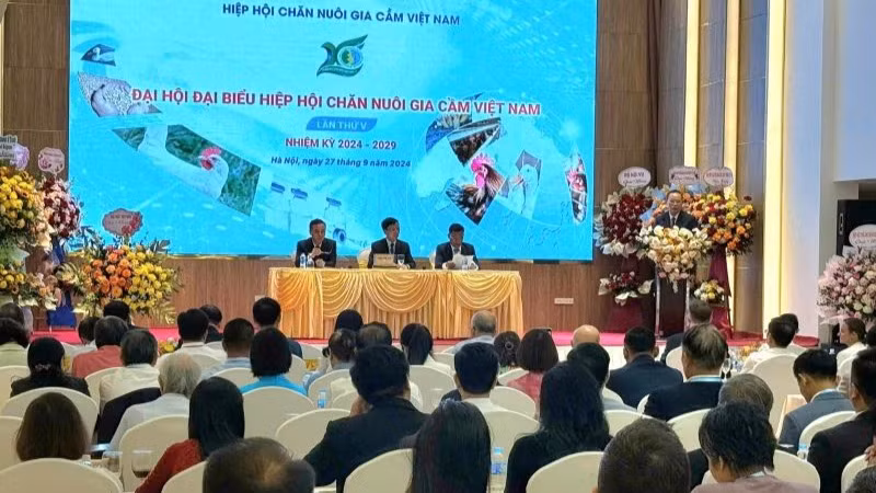 Quang cảnh Đại hội đại biểu Hiệp hội Chăn nuôi gia cầm Việt Nam lần thứ V, nhiệm kỳ 2024-2029.
