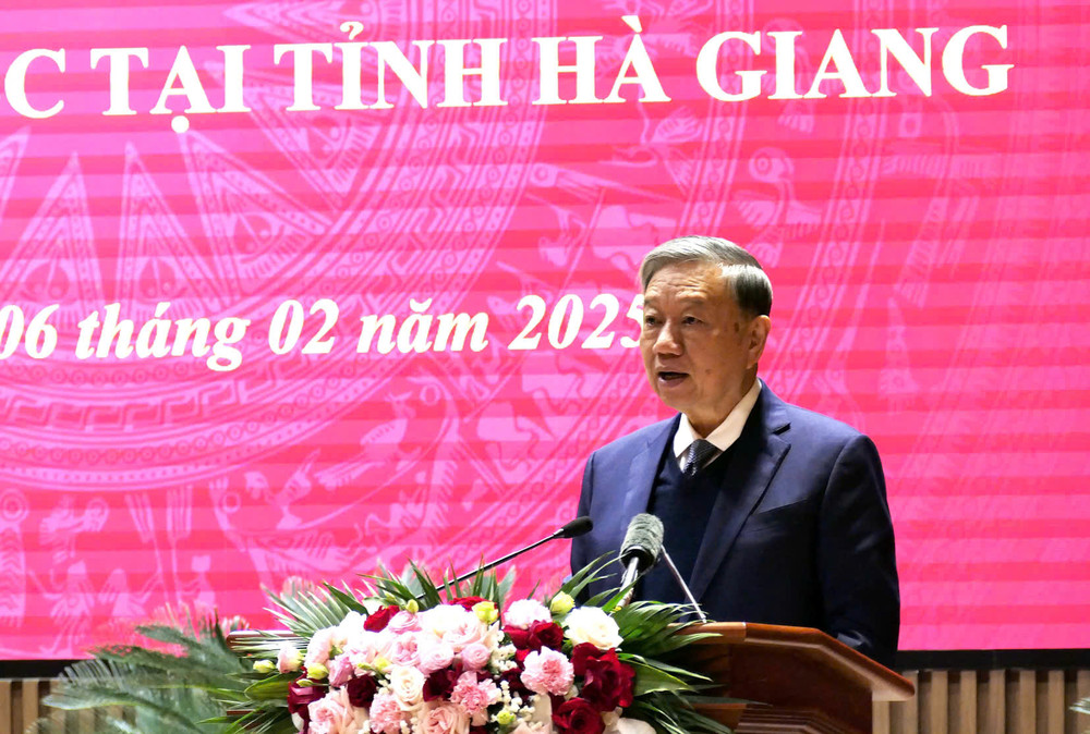 Tổng Bí thư Tô Lâm phát biểu tại buổi làm việc.