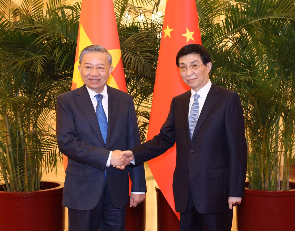 Tổng Bí thư, Chủ tịch nước Tô Lâm hội kiến Chủ tịch Chính hiệp toàn quốc Trung Quốc Vương Hộ Ninh. Ảnh: Trí Dũng-TTXVN